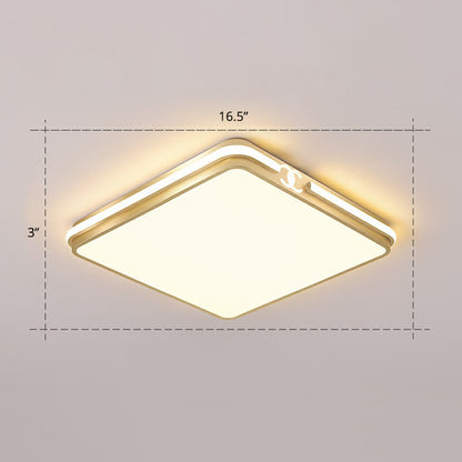 Rectangle Acrylic LED Flush Mount Lamp Contemporary Gold Finish Ceiling Flush Light Gold 16.5" Warm Clearhalo 'Ceiling Lights' 'Close To Ceiling Lights' 'Close to ceiling' 'Flush mount' Lighting' 2336731
