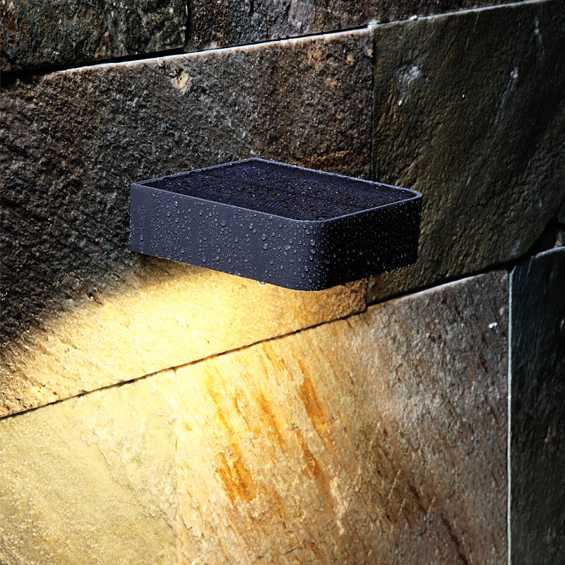 Metal Rectangular Solar Sconce Light Simplicity LED Black Wall Mount ...