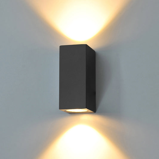 Aluminum Geometric Shaped Wall Sconce Minimalistic Black LED Wall Mount Light for Patio Black Rectangle Clearhalo 'Cast Iron' 'Glass' 'Industrial' 'Modern wall lights' 'Modern' 'Tiffany' 'Traditional wall lights' 'Wall Lamps & Sconces' 'Wall Lights' Lighting' 2336788