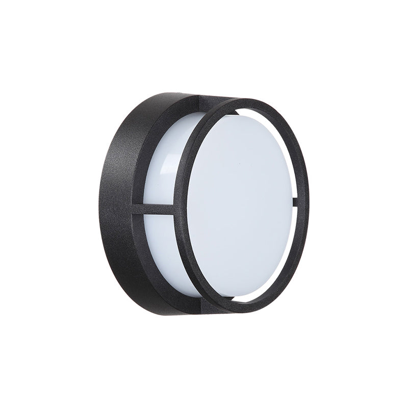 Round Outdoor Wall Sconce Lamp Plastic Modernist LED Wall Mount Lighting in Black Clearhalo 'Cast Iron' 'Glass' 'Industrial' 'Modern wall lights' 'Modern' 'Tiffany' 'Traditional wall lights' 'Wall Lamps & Sconces' 'Wall Lights' Lighting' 2336817