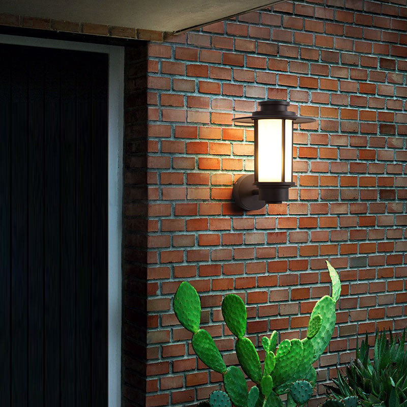 Cylinder Wall Mounted Light Minimalist Metal 1 Bulb Coffee Sconce Lamp for Garden Clearhalo 'Wall Lamps & Sconces' 'Wall Lights' Lighting' 2336822