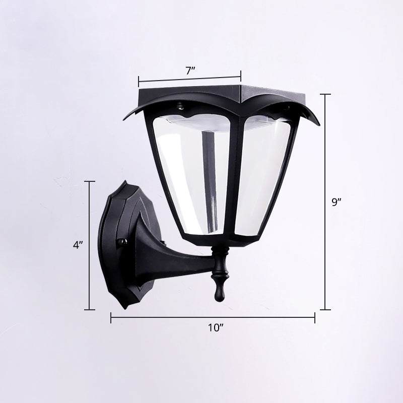Trapezoid Plastic Solar LED Wall Light Simplicity Outdoor Wall Mounted Lamp in Black Clearhalo 'Wall Lamps & Sconces' 'Wall Lights' Lighting' 2336827