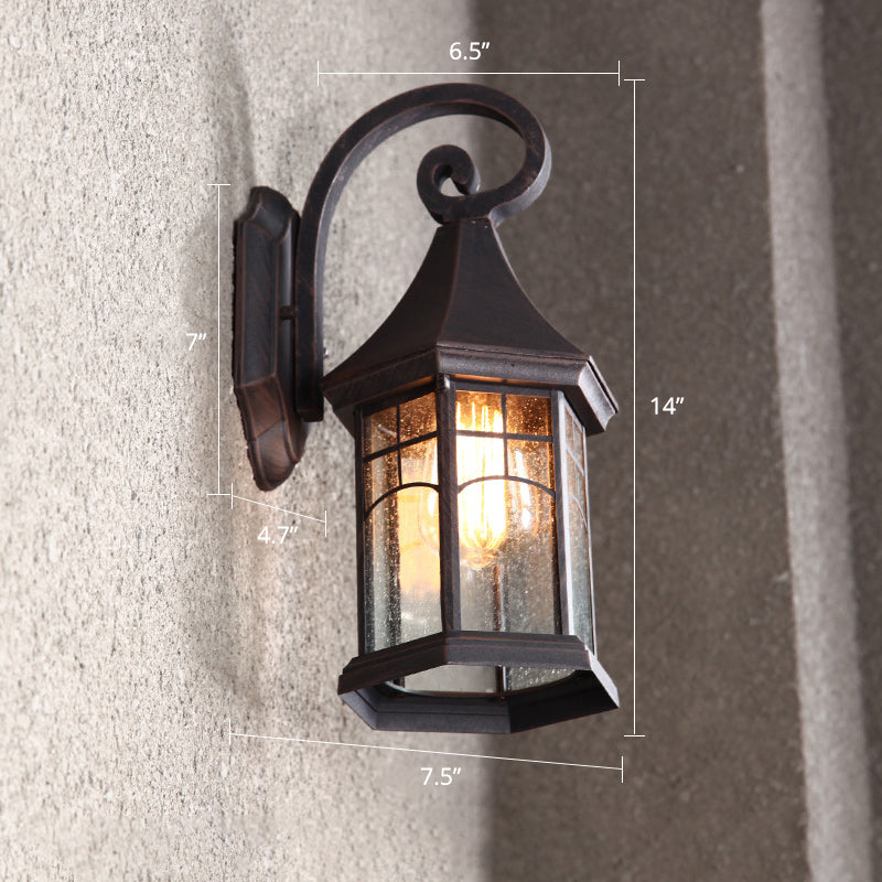 Vintage Booth Shaped Wall Mount Light Single Clear Seed Glass Sconce Fixture for Gate Coffee Clearhalo 'Wall Lamps & Sconces' 'Wall Lights' Lighting' 2336841