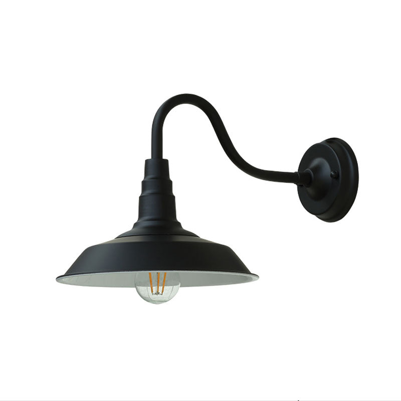 1-Bulb Gooseneck Wall Lamp Industrial Metal Wall Mounted Light with Barn Shade for Outdoor Clearhalo 'Art deco wall lights' 'Cast Iron' 'Glass' 'Industrial wall lights' 'Industrial' 'Middle century wall lights' 'Modern' 'Rustic wall lights' 'Tiffany' 'Traditional wall lights' 'Wall Lamps & Sconces' 'Wall Lights' Lighting' 2336852