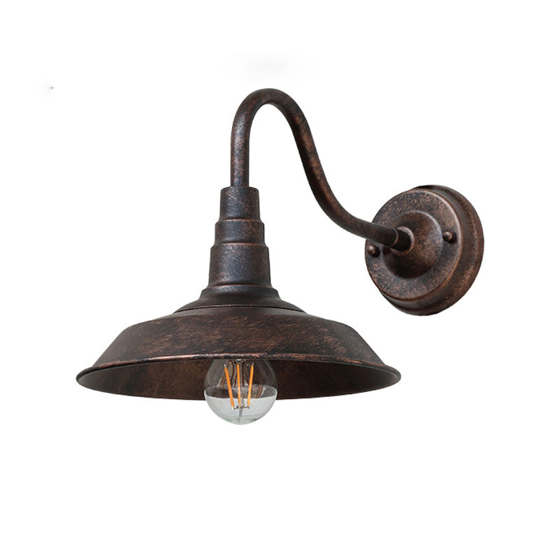 1-Bulb Gooseneck Wall Lamp Industrial Metal Wall Mounted Light with Barn Shade for Outdoor Clearhalo 'Art deco wall lights' 'Cast Iron' 'Glass' 'Industrial wall lights' 'Industrial' 'Middle century wall lights' 'Modern' 'Rustic wall lights' 'Tiffany' 'Traditional wall lights' 'Wall Lamps & Sconces' 'Wall Lights' Lighting' 2336854