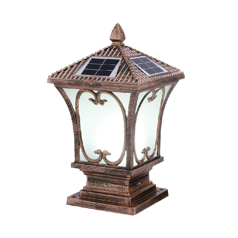 Frosted Glass LED Solar Outdoor Lamp Vintage Flared Garden Post Lighting Fixture Clearhalo 'Lamps' 'Table Lamps' Lighting' 2336912