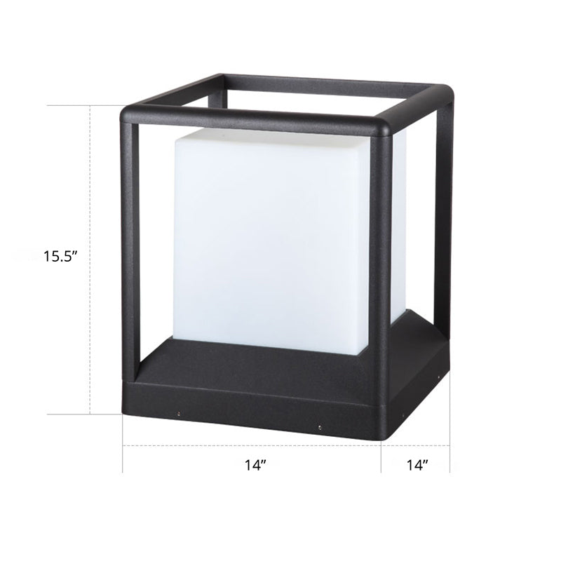 Cubic Plastic Post Light Modern 1-Light Black and White Gate Lamp with Metal Frame Black 12" Clearhalo 'Lamps' 'Table Lamps' Lighting' 2336915
