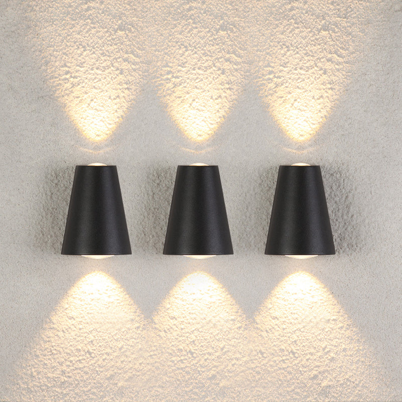 Trapezoid Up and Down LED Wall Sconce Modern Metallic Garden Wall Light in Black Clearhalo 'Cast Iron' 'Glass' 'Industrial' 'Modern wall lights' 'Modern' 'Tiffany' 'Traditional wall lights' 'Wall Lamps & Sconces' 'Wall Lights' Lighting' 2336951