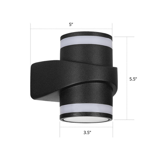 Tubular Metal Wall Washer Sconce Contemporary Black LED Wall Lighting for Backyard 2.0 Black Clearhalo 'Cast Iron' 'Glass' 'Industrial' 'Modern wall lights' 'Modern' 'Tiffany' 'Traditional wall lights' 'Wall Lamps & Sconces' 'Wall Lights' Lighting' 2336955