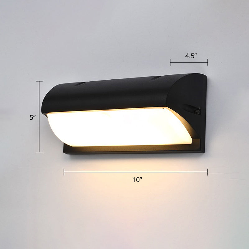 Outdoor LED Wall Lamp Modern Black Sconce Light Fixture with Rectangular Acrylic Shade Black Circular Arc Clearhalo 'Cast Iron' 'Glass' 'Industrial' 'Modern wall lights' 'Modern' 'Tiffany' 'Traditional wall lights' 'Wall Lamps & Sconces' 'Wall Lights' Lighting' 2336981