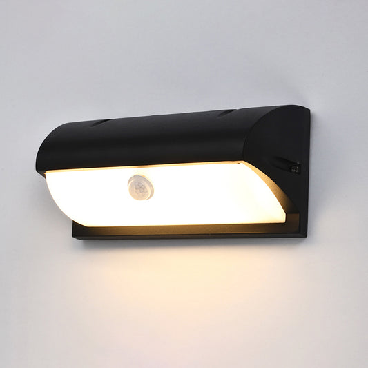 Outdoor LED Wall Lamp Modern Black Sconce Light Fixture with Rectangular Acrylic Shade Clearhalo 'Cast Iron' 'Glass' 'Industrial' 'Modern wall lights' 'Modern' 'Tiffany' 'Traditional wall lights' 'Wall Lamps & Sconces' 'Wall Lights' Lighting' 2336984