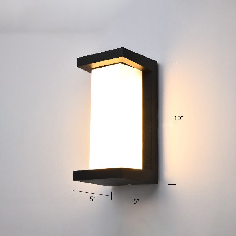 Outdoor LED Wall Lamp Modern Black Sconce Light Fixture with Rectangular Acrylic Shade Black Long Column Clearhalo 'Cast Iron' 'Glass' 'Industrial' 'Modern wall lights' 'Modern' 'Tiffany' 'Traditional wall lights' 'Wall Lamps & Sconces' 'Wall Lights' Lighting' 2336985