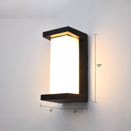 Outdoor LED Wall Lamp Modern Black Sconce Light Fixture with Rectangular Acrylic Shade Black Long Column Clearhalo 'Cast Iron' 'Glass' 'Industrial' 'Modern wall lights' 'Modern' 'Tiffany' 'Traditional wall lights' 'Wall Lamps & Sconces' 'Wall Lights' Lighting' 2336985