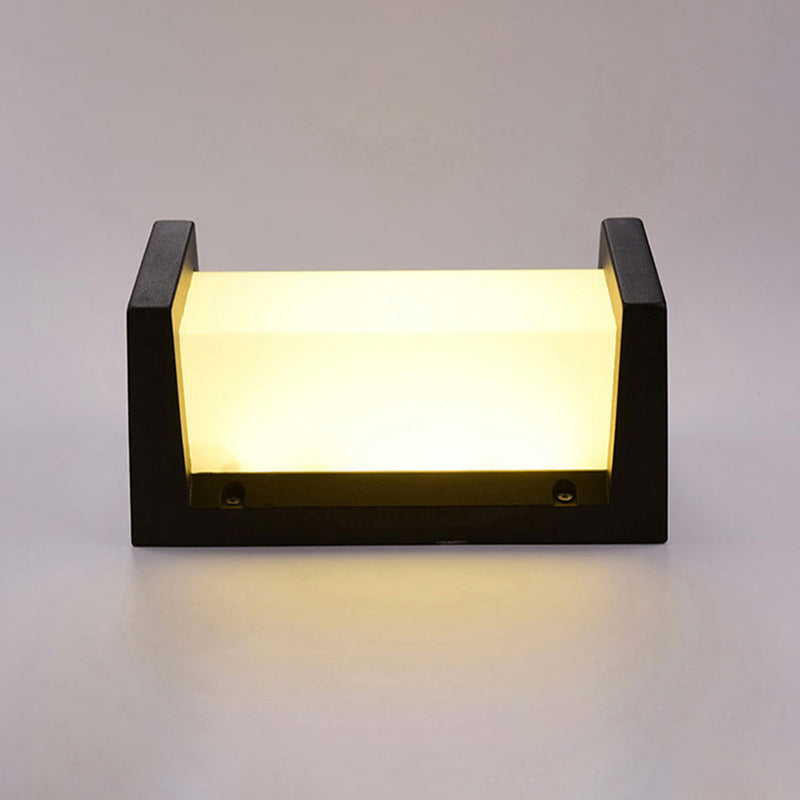 Black Rectangle Wall Mount Light Simplicity LED Aluminum Sconce Lighting for Pathway Black Rectangle Clearhalo 'Cast Iron' 'Glass' 'Industrial' 'Modern wall lights' 'Modern' 'Tiffany' 'Traditional wall lights' 'Wall Lamps & Sconces' 'Wall Lights' Lighting' 2336989