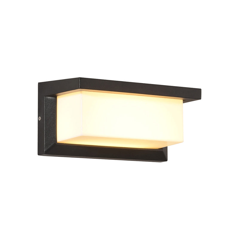 Black Rectangle Wall Mount Light Simplicity LED Aluminum Sconce Lighting for Pathway Black Square Plate Clearhalo 'Cast Iron' 'Glass' 'Industrial' 'Modern wall lights' 'Modern' 'Tiffany' 'Traditional wall lights' 'Wall Lamps & Sconces' 'Wall Lights' Lighting' 2336990