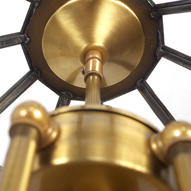 Cone Pendant Chandelier Traditional Clear Glass 6 Bulbs Brass Hanging Ceiling Light Clearhalo 'Ceiling Lights' 'Chandeliers' 'Glass shade' 'Glass' Lighting' 233797