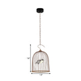 1 Bulb Cage Pendant Lamp Contemporary Metal Suspended Lighting Fixture in Black/Pink with Bird Clearhalo 'Ceiling Lights' 'Pendant Lights' 'Pendants' Lighting' 233883
