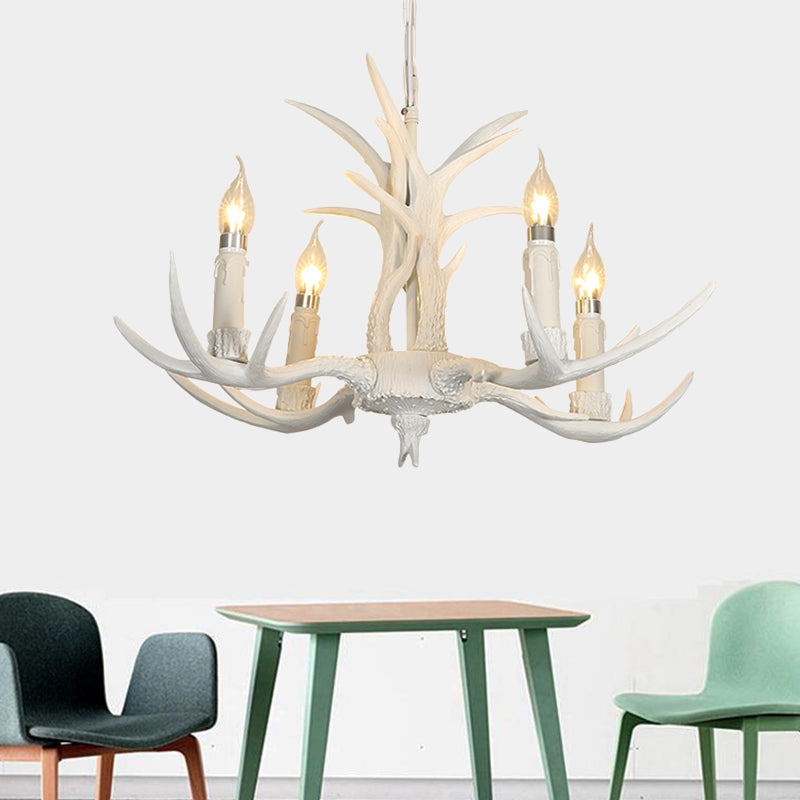 Resin White Hanging Chandelier Candle 4/8 Bulbs Traditional Pendant Light Fixture for Bedroom Clearhalo 'Ceiling Lights' 'Chandeliers' Lighting' options 234026