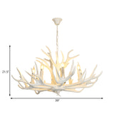 Traditional Candelabra Hanging Pendant 8 Lights Resin Ceiling Chandelier in White for Living Room Clearhalo 'Ceiling Lights' 'Chandeliers' Lighting' options 234037