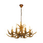 4/6/8 Heads Resin Chandelier Rustic Brown Candle Dining Room Pendant Light with Deer Antler Clearhalo 'Ceiling Lights' 'Chandeliers' Lighting' options 234049