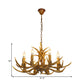 4/6/8 Heads Resin Chandelier Rustic Brown Candle Dining Room Pendant Light with Deer Antler Clearhalo 'Ceiling Lights' 'Chandeliers' Lighting' options 234050