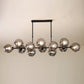 Black Global Island Lighting Modern 8/12 Heads Smokey-Glass Hanging Lamp Kit for Living Room 12 Black Clearhalo 'Ceiling Lights' 'Glass shade' 'Glass' 'Island Lights' Lighting' 234070