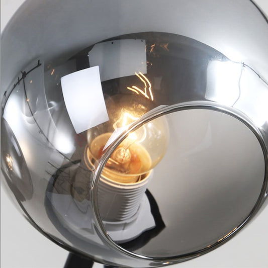 Black Global Island Lighting Modern 8/12 Heads Smokey-Glass Hanging Lamp Kit for Living Room Clearhalo 'Ceiling Lights' 'Glass shade' 'Glass' 'Island Lights' Lighting' 234075