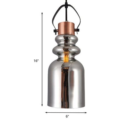 Can Hanging Lamp Retro 1 Head Silver/Gold/Red and Brown Glass Ceiling Pendant Light for Living Room Clearhalo 'Ceiling Lights' 'Glass shade' 'Glass' 'Pendant Lights' 'Pendants' Lighting' 234158