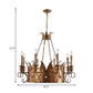 3/8 Lights Metal Chandelier Lamp Rural Rust Crown Dining Room Down Lighting Pendant Clearhalo 'Ceiling Lights' 'Chandeliers' Lighting' options 234172