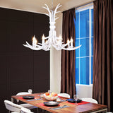 Resin White Hanging Chandelier Candle Shape 6/8 Bulbs Rustic Pendant Light Fixture for Restaurant