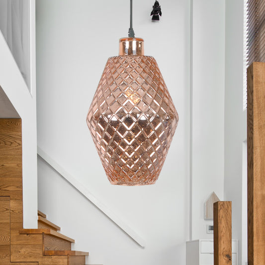 Jar Suspension Pendant Colonial Copper/Gold Glass 1 Bulb Living Room Hanging Light Fixture Copper Clearhalo 'Ceiling Lights' 'Glass shade' 'Glass' 'Island Lights' 'Pendant Lights' 'Pendants' Lighting' 234260