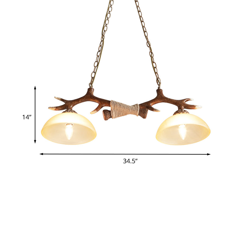 Glass Brown Island Lamp Bowl Shape 2-Bulb Traditional Suspension Light for Restaurant Clearhalo 'Ceiling Lights' 'Glass shade' 'Glass' 'Island Lights' 'Pendant Lights' Lighting' 234275
