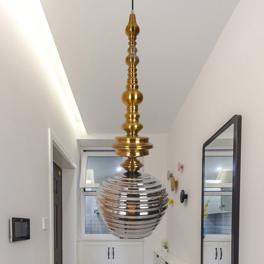 Modernism Cup Hanging Light Silver/Amber Glass 1 Head Living Room Ceiling Suspension Lamp Silver Clearhalo 'Ceiling Lights' 'Glass shade' 'Glass' 'Pendant Lights' 'Pendants' Lighting' 234319