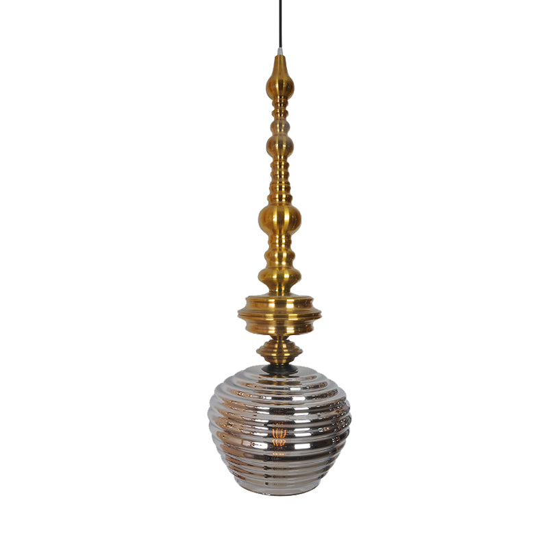 Modernism Cup Hanging Light Silver/Amber Glass 1 Head Living Room Ceiling Suspension Lamp Clearhalo 'Ceiling Lights' 'Glass shade' 'Glass' 'Pendant Lights' 'Pendants' Lighting' 234321