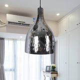 Jar Pendant Light Modern Chrome/Amber Glass 1 Bulb Suspended Lighting Fixture for Bedroom Clearhalo 'Ceiling Lights' 'Glass shade' 'Glass' 'Pendant Lights' 'Pendants' Lighting' 234326