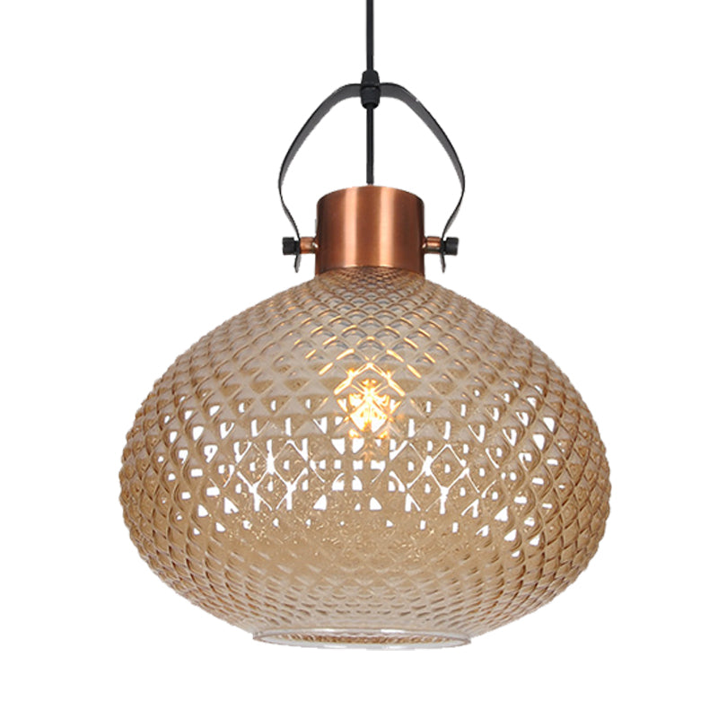 8"/10"/12" Wide Jar Suspension Pendant Colonial Amber Glass 1 Bulb Hanging Light for Bedroom Clearhalo 'Ceiling Lights' 'Glass shade' 'Glass' 'Pendant Lights' 'Pendants' Lighting' 234348