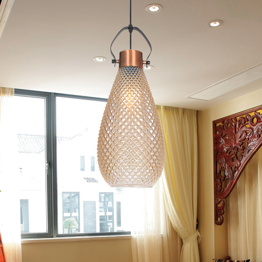 8"/10"/12" Wide Jar Suspension Pendant Colonial Amber Glass 1 Bulb Hanging Light for Bedroom Amber 8" Clearhalo 'Ceiling Lights' 'Glass shade' 'Glass' 'Pendant Lights' 'Pendants' Lighting' 234350