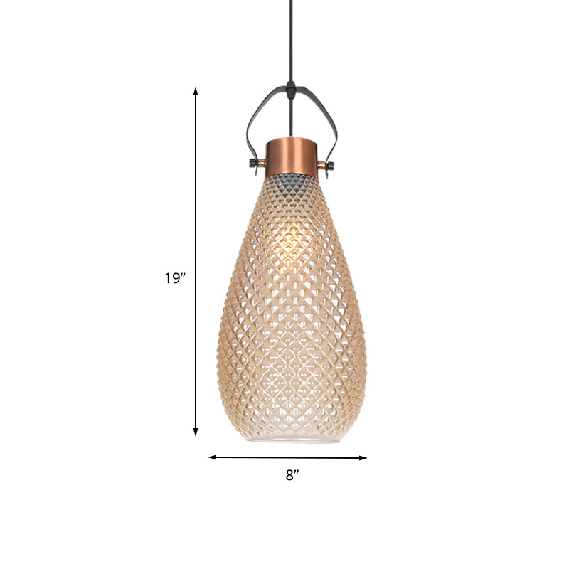 8"/10"/12" Wide Jar Suspension Pendant Colonial Amber Glass 1 Bulb Hanging Light for Bedroom Clearhalo 'Ceiling Lights' 'Glass shade' 'Glass' 'Pendant Lights' 'Pendants' Lighting' 234353