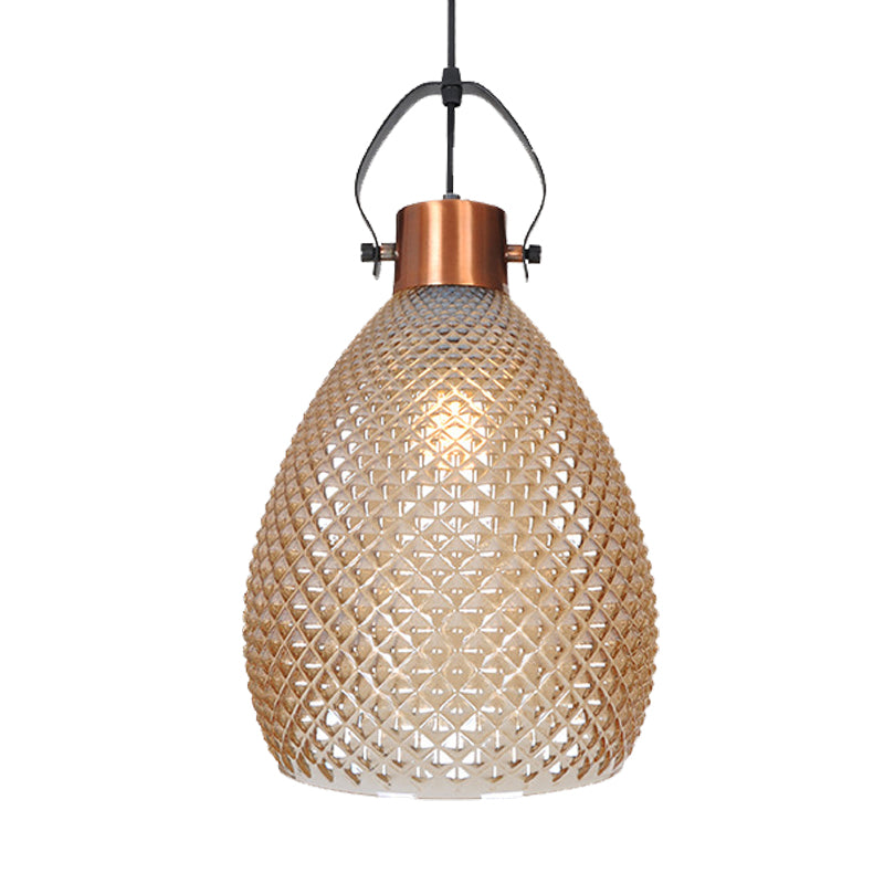 8"/10"/12" Wide Jar Suspension Pendant Colonial Amber Glass 1 Bulb Hanging Light for Bedroom Clearhalo 'Ceiling Lights' 'Glass shade' 'Glass' 'Pendant Lights' 'Pendants' Lighting' 234356