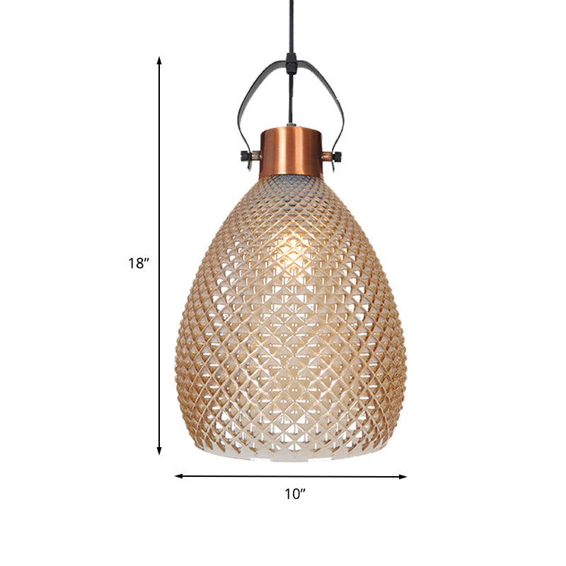 8"/10"/12" Wide Jar Suspension Pendant Colonial Amber Glass 1 Bulb Hanging Light for Bedroom Clearhalo 'Ceiling Lights' 'Glass shade' 'Glass' 'Pendant Lights' 'Pendants' Lighting' 234357