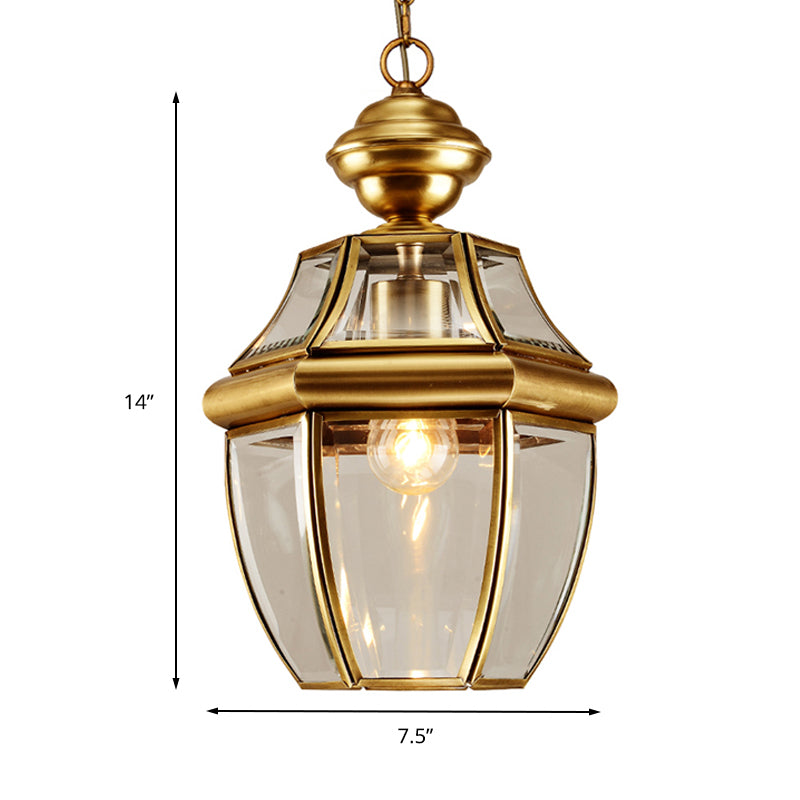 6"/7.5" Wide Jar Suspension Pendant Colonial Clear Glass 1 Bulb Hanging Light for Dining Room Clearhalo 'Ceiling Lights' 'Glass shade' 'Glass' 'Pendant Lights' 'Pendants' Lighting' 234372