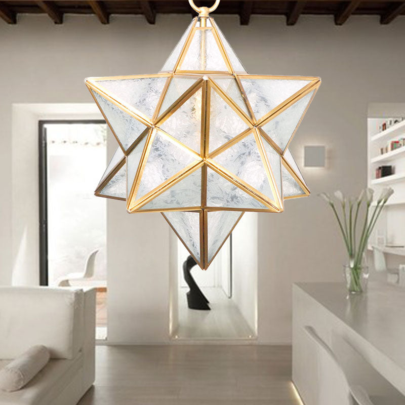 Star Pendant Lighting Modernism White/Opal Frosted Glass 1 Head Hanging Lamp Kit for Living Room White Clearhalo 'Ceiling Lights' 'Glass shade' 'Glass' 'Pendant Lights' 'Pendants' Lighting' 234411