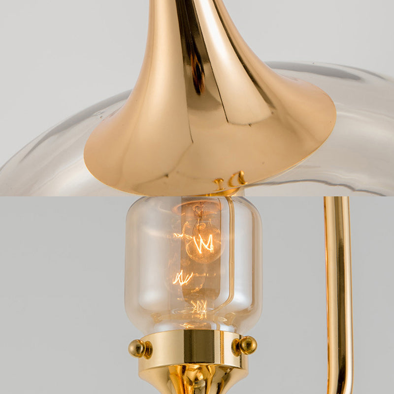 Clear Glass Trumpet Ceiling Lamp Modern 1 Bulb Living Room Pendant Lighting Fixture Clearhalo 'Ceiling Lights' 'Glass shade' 'Glass' 'Pendant Lights' 'Pendants' Lighting' 234431