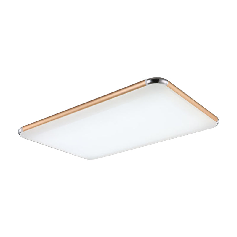 Ultra-Thin Square/Rectangular Flush Light Minimalist Gold LED Ceiling Flush Mount for Bedroom with Acrylic Diffuser, 12"/18"/20.5" Wide Clearhalo 'Ceiling Lights' 'Close To Ceiling Lights' 'Close to ceiling' 'Flush mount' Lighting' 234439