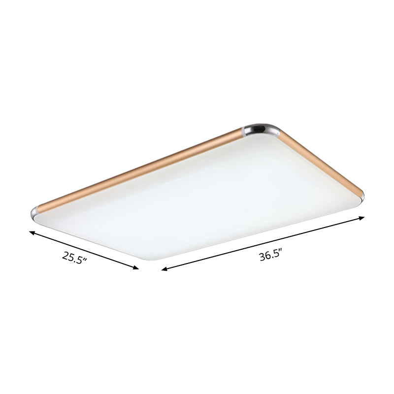 Ultra-Thin Square/Rectangular Flush Light Minimalist Gold LED Ceiling Flush Mount for Bedroom with Acrylic Diffuser, 12"/18"/20.5" Wide Clearhalo 'Ceiling Lights' 'Close To Ceiling Lights' 'Close to ceiling' 'Flush mount' Lighting' 234440