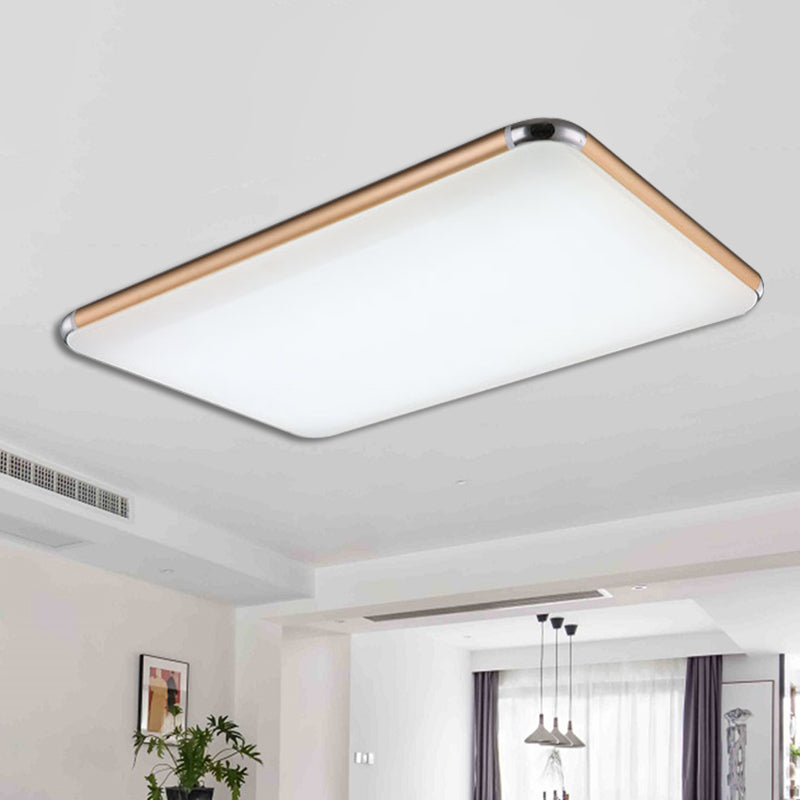 Ultra-Thin Square/Rectangular Flush Light Minimalist Gold LED Ceiling Flush Mount for Bedroom with Acrylic Diffuser, 12"/18"/20.5" Wide Gold 32" Rectangle Clearhalo 'Ceiling Lights' 'Close To Ceiling Lights' 'Close to ceiling' 'Flush mount' Lighting' 234441