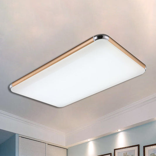 Ultra-Thin Square/Rectangular Flush Light Minimalist Gold LED Ceiling Flush Mount for Bedroom with Acrylic Diffuser, 12"/18"/20.5" Wide Clearhalo 'Ceiling Lights' 'Close To Ceiling Lights' 'Close to ceiling' 'Flush mount' Lighting' 234442