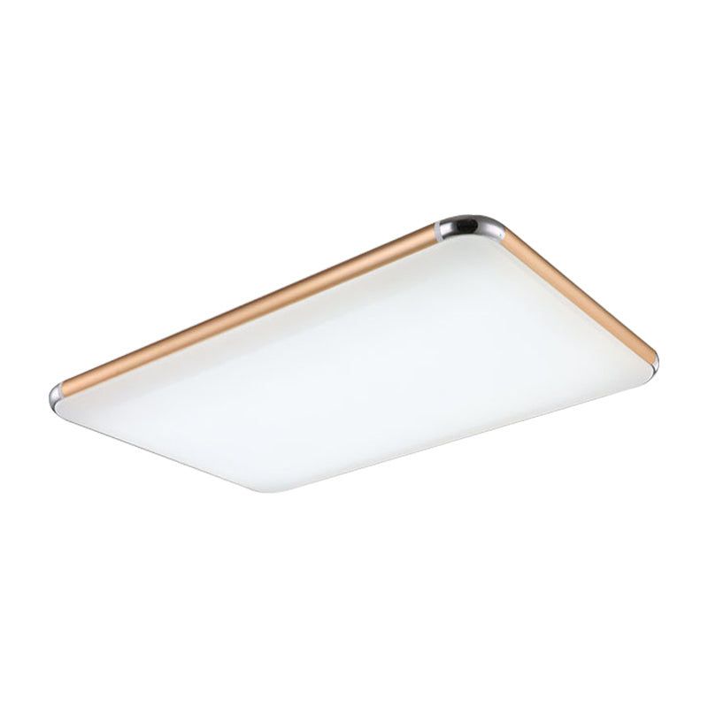 Ultra-Thin Square/Rectangular Flush Light Minimalist Gold LED Ceiling Flush Mount for Bedroom with Acrylic Diffuser, 12"/18"/20.5" Wide Clearhalo 'Ceiling Lights' 'Close To Ceiling Lights' 'Close to ceiling' 'Flush mount' Lighting' 234443