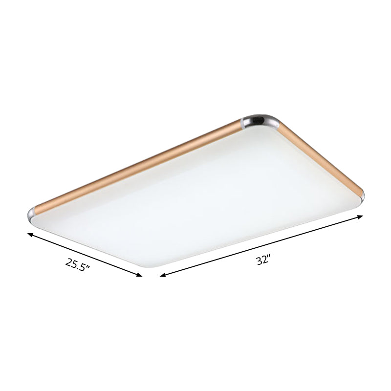 Ultra-Thin Square/Rectangular Flush Light Minimalist Gold LED Ceiling Flush Mount for Bedroom with Acrylic Diffuser, 12"/18"/20.5" Wide Clearhalo 'Ceiling Lights' 'Close To Ceiling Lights' 'Close to ceiling' 'Flush mount' Lighting' 234444