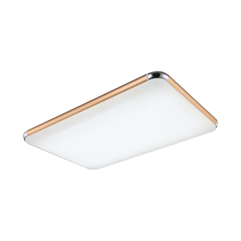 Ultra-Thin Square/Rectangular Flush Light Minimalist Gold LED Ceiling Flush Mount for Bedroom with Acrylic Diffuser, 12"/18"/20.5" Wide Clearhalo 'Ceiling Lights' 'Close To Ceiling Lights' 'Close to ceiling' 'Flush mount' Lighting' 234447